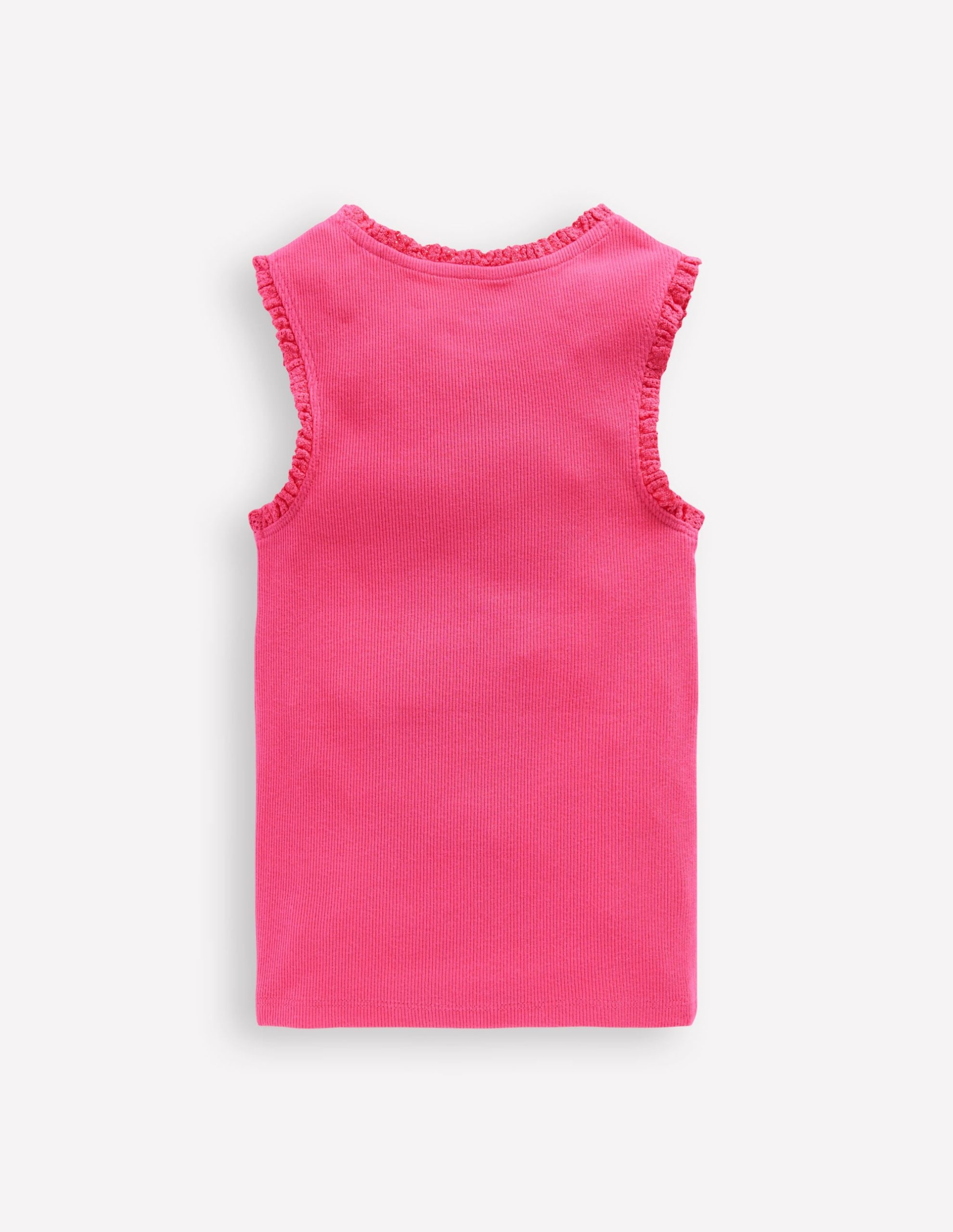 Ribbed Lace Trim Tank Top-Flamingo Pink - Image 2