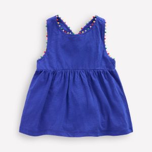 Cross-back Pom Top-Bright Blue