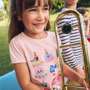 Puff Sleeve Superstitch Top-Chalk Pink Circus Pets