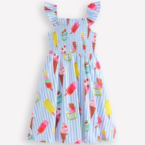Willa Shirred Jersey Dress-Vintage Blue Ice Cream Stripe