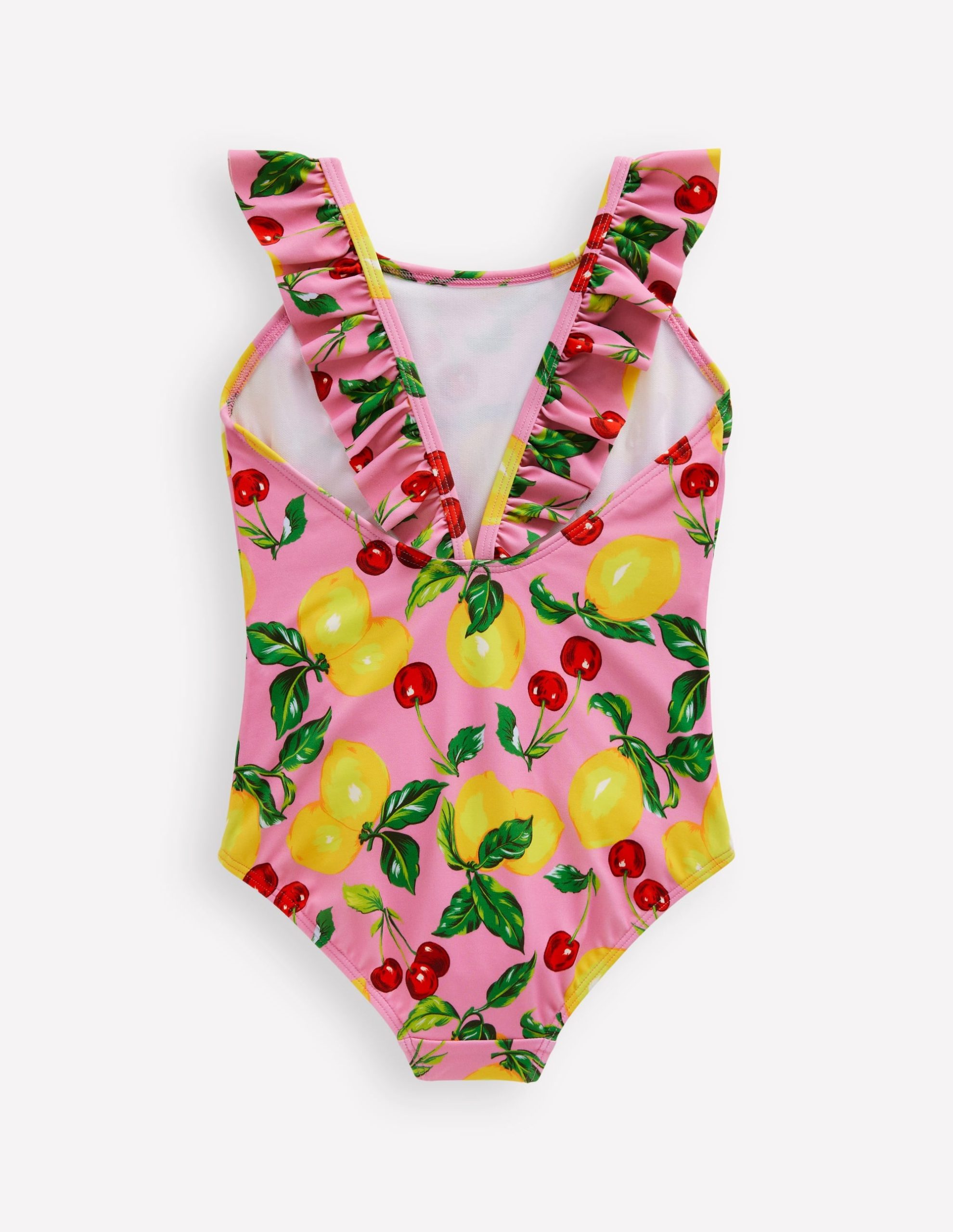 Hallie Frill Strap Swimsuit-Cosmos Pink Lemons & Cherries - Image 2