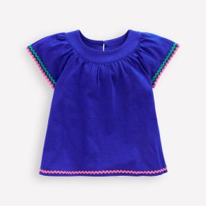 Trim Detail Pretty Top-Bright Blue