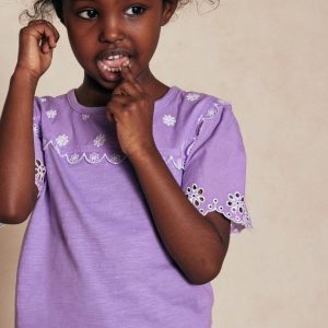 Broderie Sleeve Tee-Aster Purple