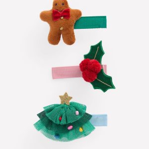 3-pack Hair Clips-Festive