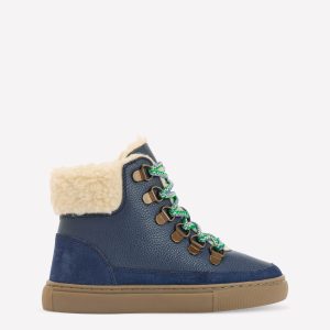 Borg Lace-up Boots-College Navy