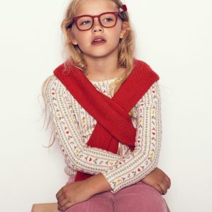 Long Sleeve Pointelle Top-Soft Ivory Nutcracker Stripe