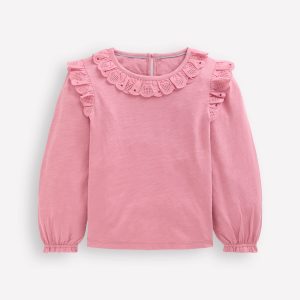Broderie Heart Trim Top-Pink Haze