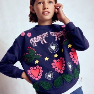 Bobbie Appliqué Sweatshirt-College Navy Tigers