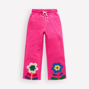 Bobbie Appliqu?? Joggers-Raspberry Pink Flowers
