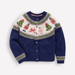 Edie Fair Isle Cardigan-Blue Nutcracker