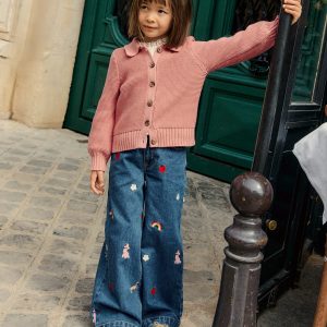 Wide Leg Pants-Parisien Denim Embroidery