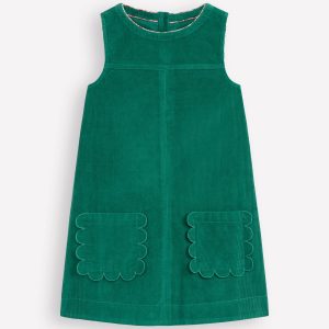 Saffy Cord Pinafore Dress-Jewel Green