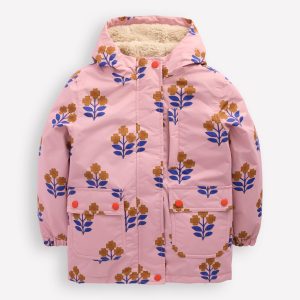 4-in-1 Waterproof Coat-Vintage Pink Floral Stamp
