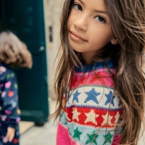 Eleanor Fair Isle Sweater-Hot Pink Sparkle Stars