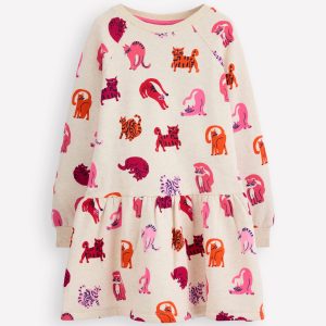 Cosy Sweatshirt Dress-Multi Cats