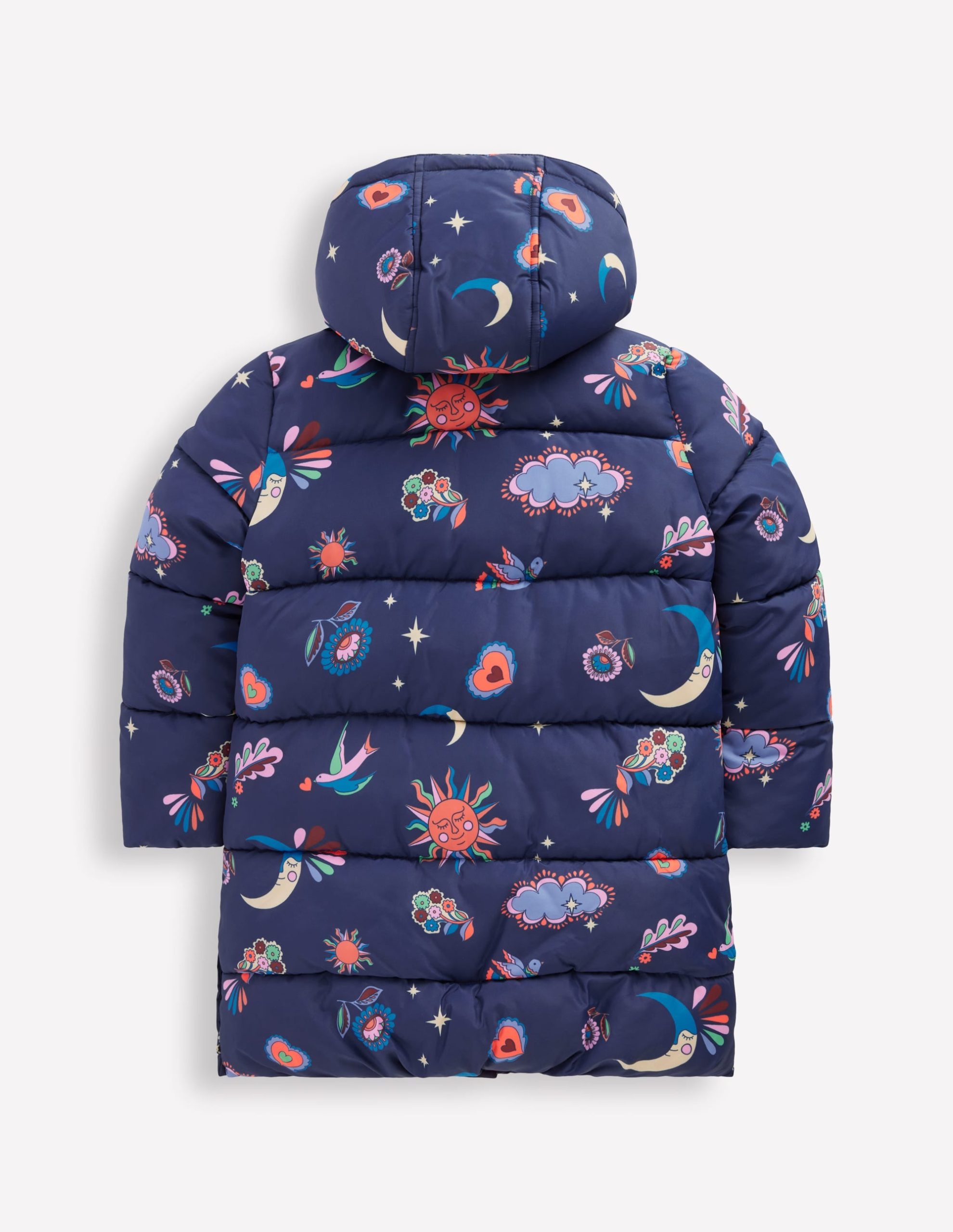 Longline Padded Coat-College Navy Spaced Paisley - Image 3