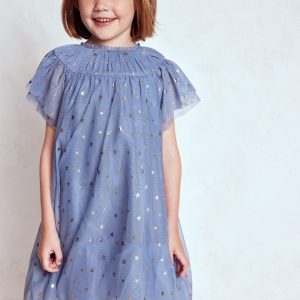 Tiered Tulle Dress-Stormbolt Blue