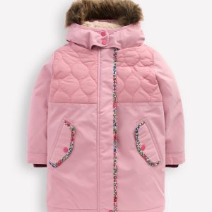 Joni Quilted Parka Coat-Pink