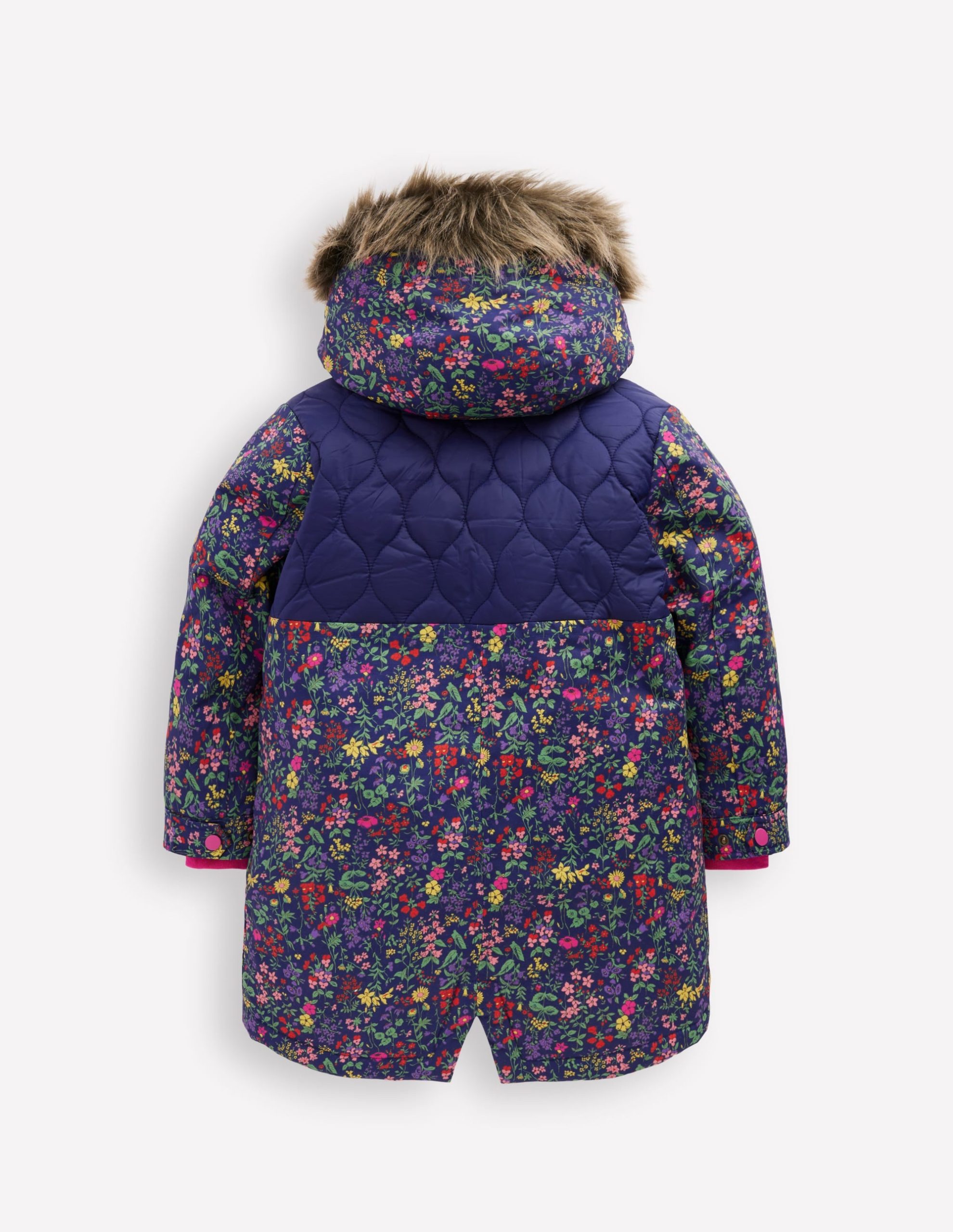 Joni Quilted Parka Coat-Blue Flower Meadow - Image 3