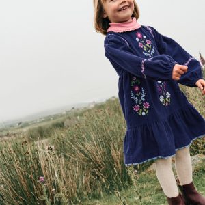 Clover Blouson Cord Dress-College Navy