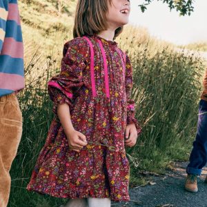 Lace Detail Woven Dress-Chestnut Flower Meadow