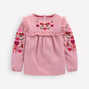Pretty Embroidered Top-Vintage Pink Embroidery