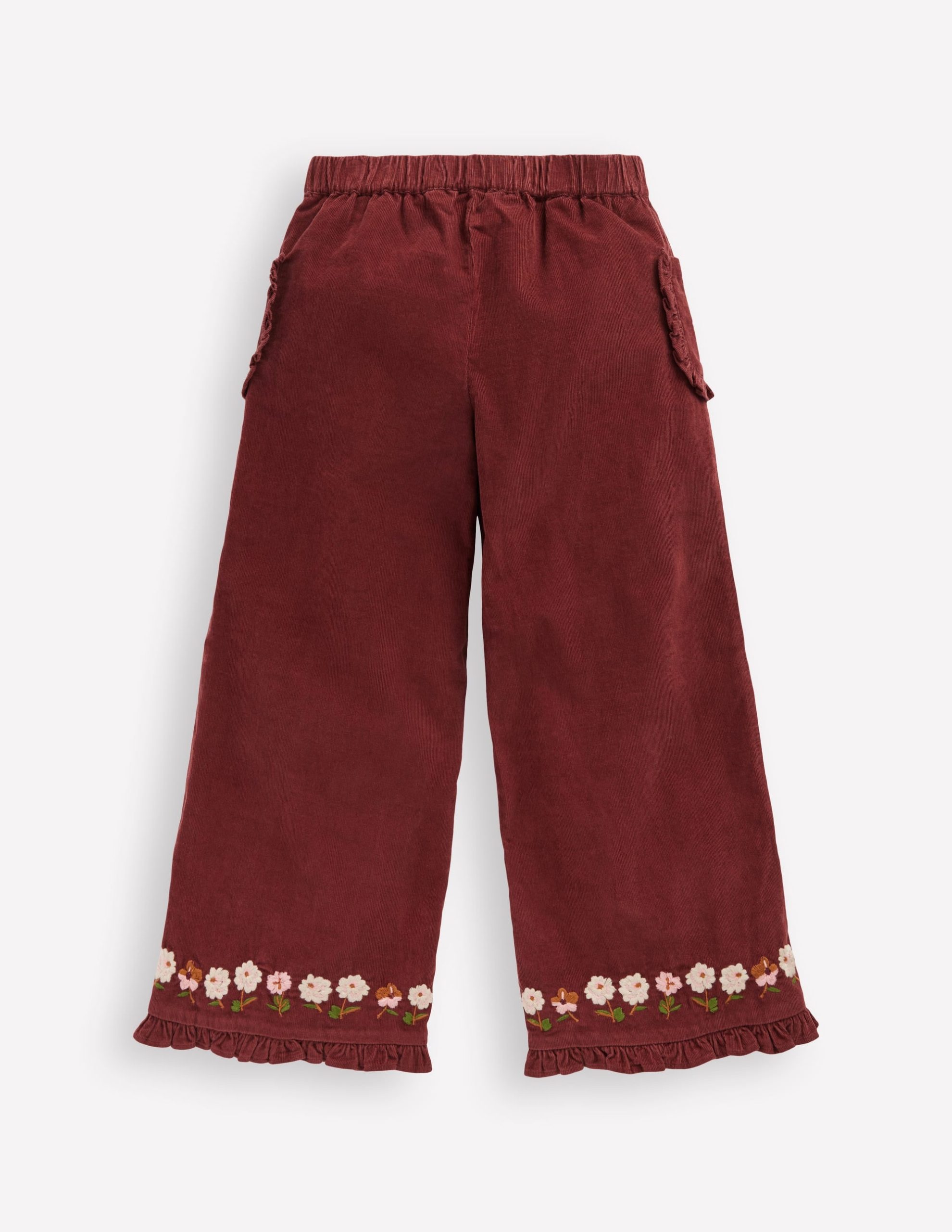 Embroidered Frill Trousers-Chestnut Embroidery - Image 2