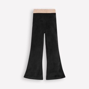 Velvet Flared Leggings-Black