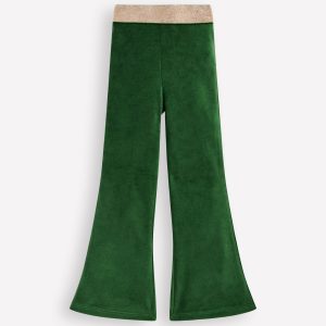 Velvet Flared Leggings-Pine Green