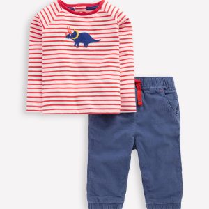 Woven & Jersey Play Set-Red Dino Stripe