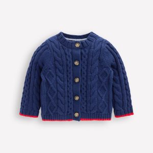 Heritage Cable Cardigan-Medieval Blue