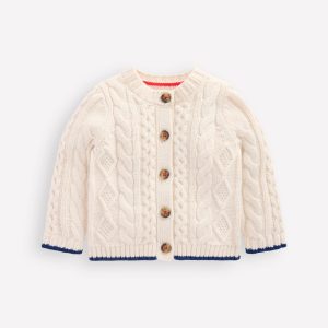 Heritage Cable Cardigan-Ecru Marl