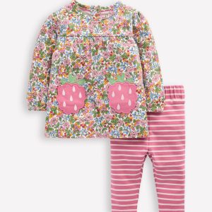 Applique Jersey Tunic Set-Multi Berry Floral