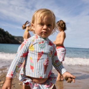 Frilly Rash Vest Set-Vintage Blue Ice Creams