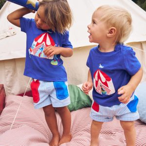 Woven Pocket Shorts-Blue Stripe