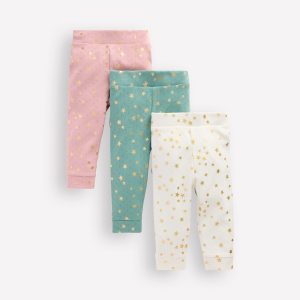 3 Pack Pointelle Leggings-Multi Foil Stars