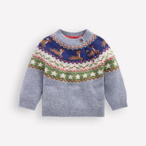 Fair isle Sweater-Blue Festive Reindeer