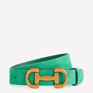 Iris Snaffle-Trim Leather Belt-Rich Emerald