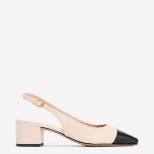 Ailsa Block Heel Slingbacks-Ecru