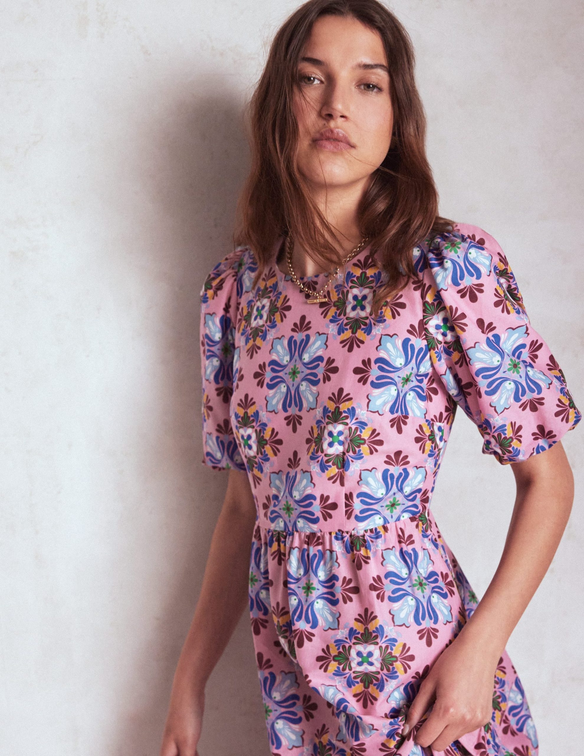 Tiered Poplin Maxi Dress-Formica Pink. Bloom Mosaic - Image 2