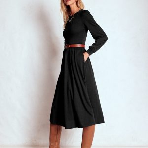 Alexandra Jersey Midi Dress-Black