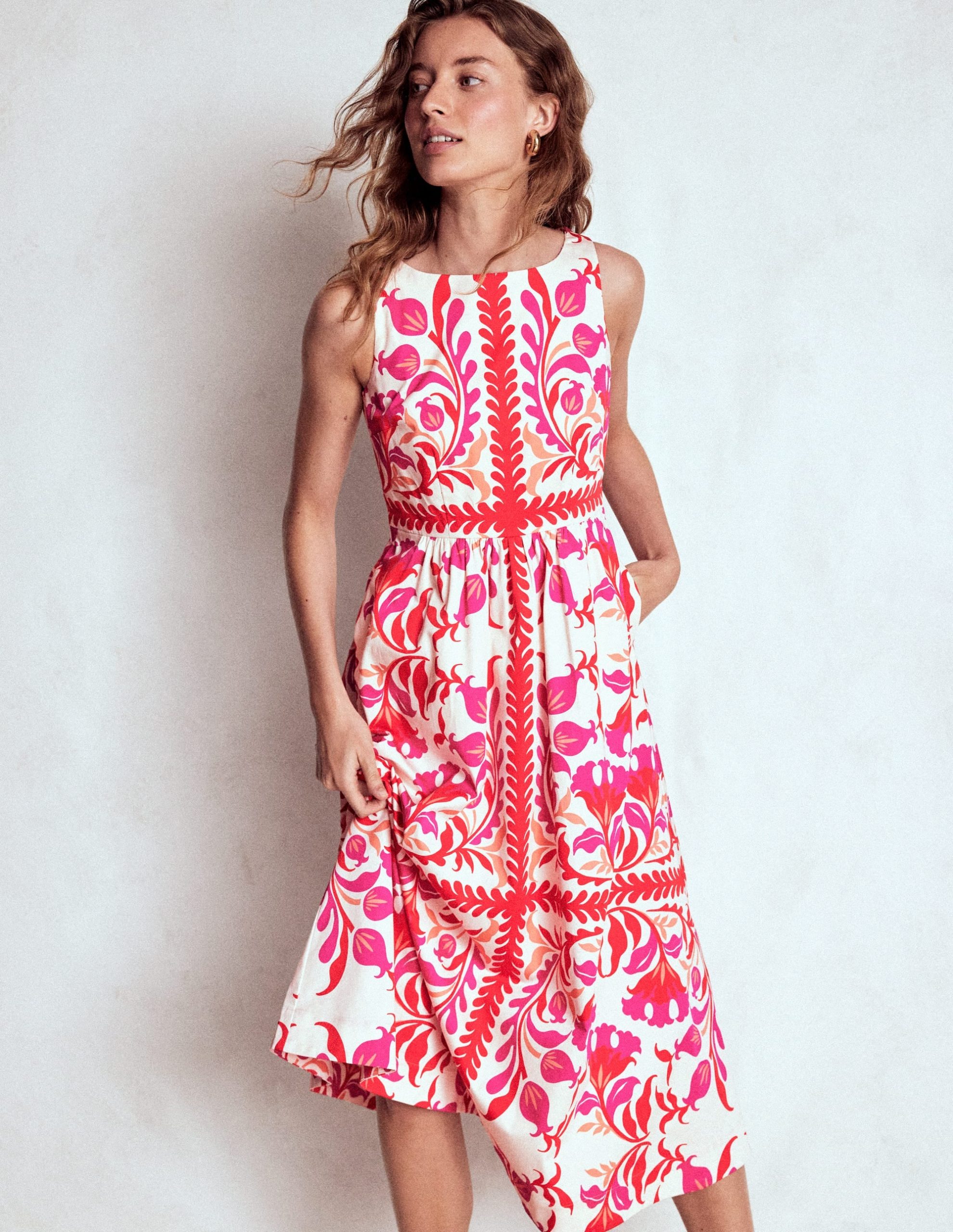 Lauren Cotton Midi Dress-Poppy Red. Elaborate Flora - Image 6