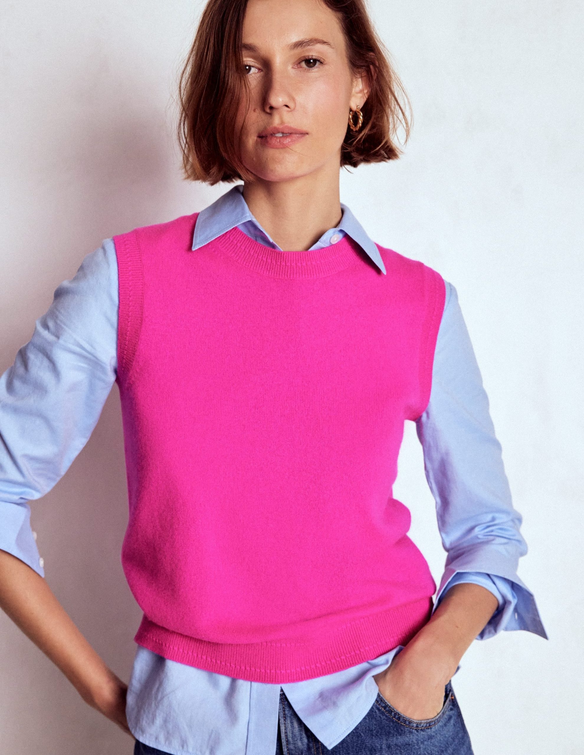 Eva Cashmere Vest-Pop Pansy - Image 5