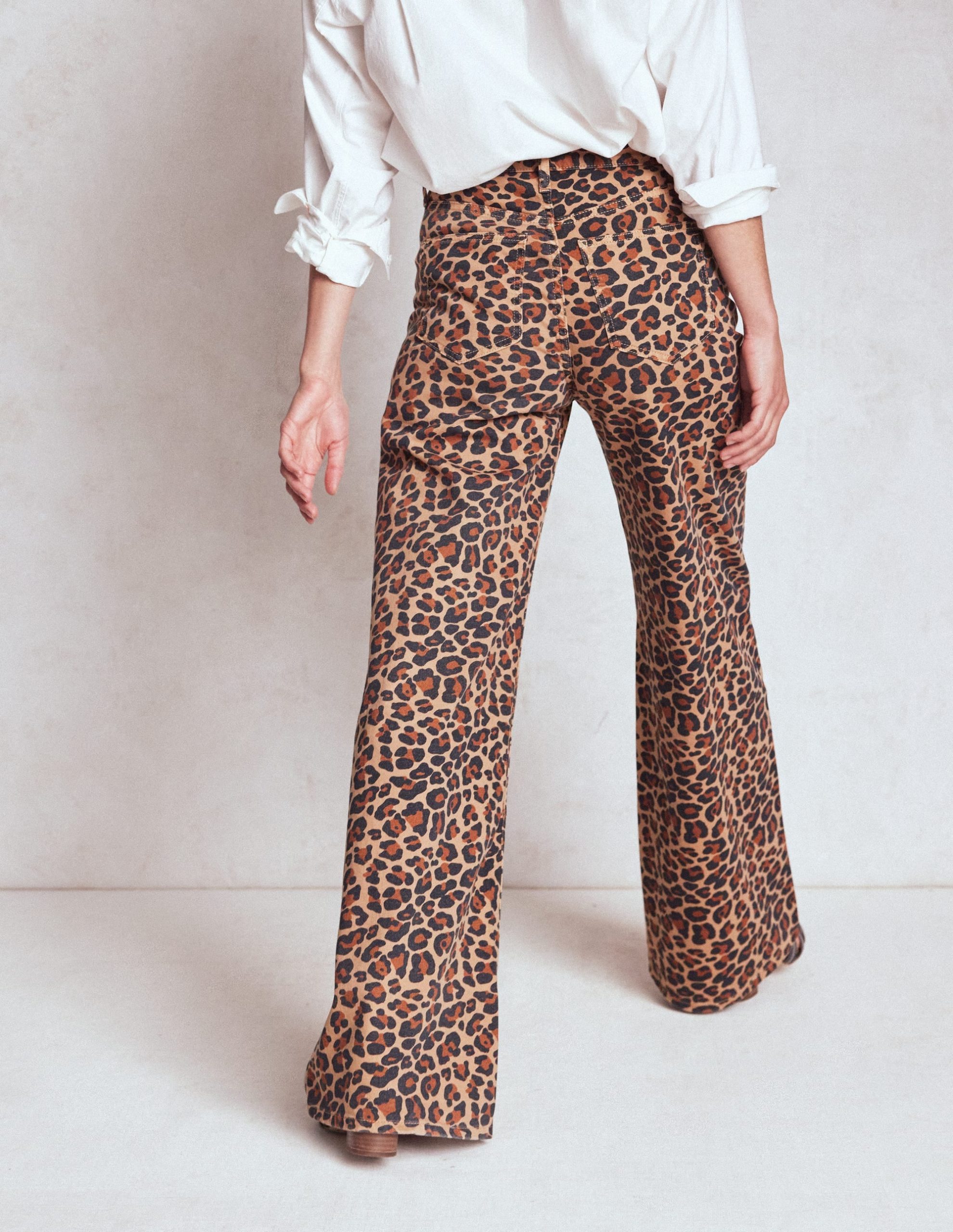 High Rise Wide Leg Jeans-Leopard Print - Image 3
