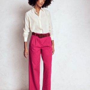 Bloomsbury Cotton Pants-Bright Cherry