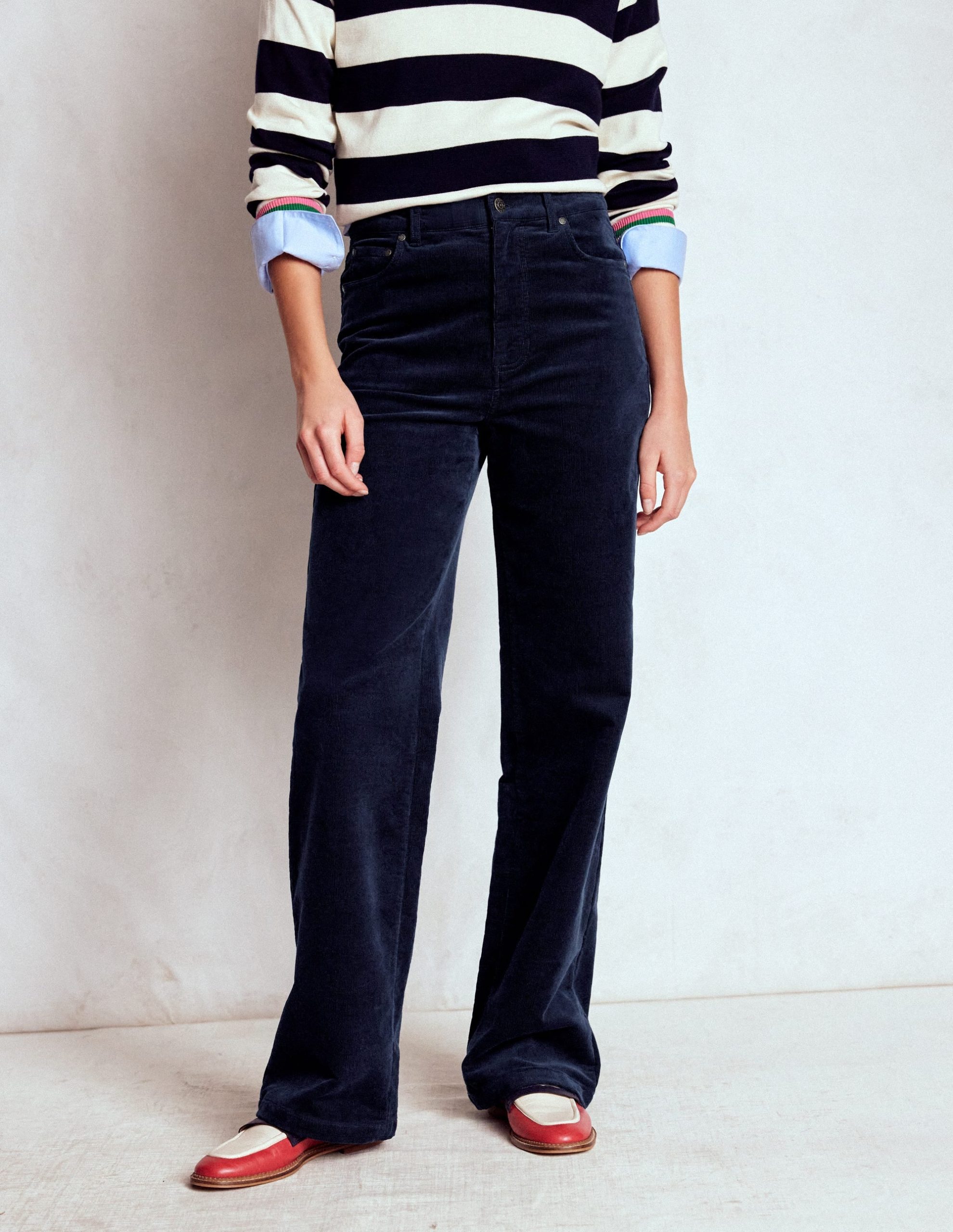 5-Pocket Cord Column Jeans-Navy - Image 4