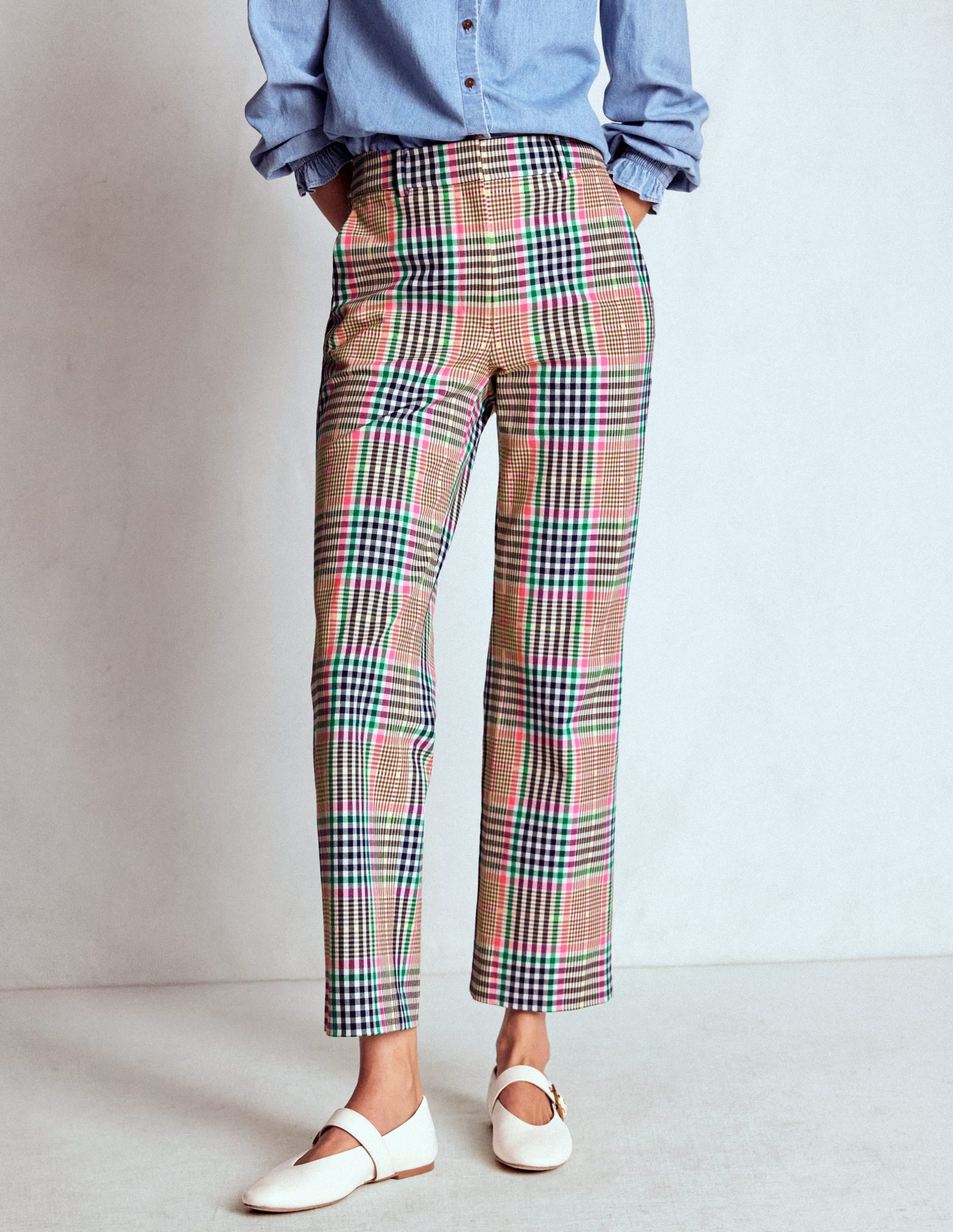 Canonbury Tailored Pants-Brown.Rose Pink and Navy Check - Image 4