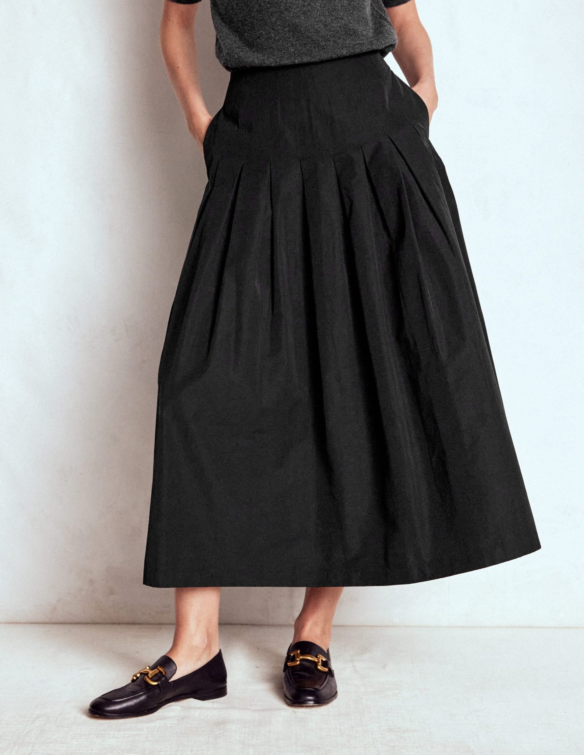 Valentina Taffeta Midi Skirt-Black - Image 5