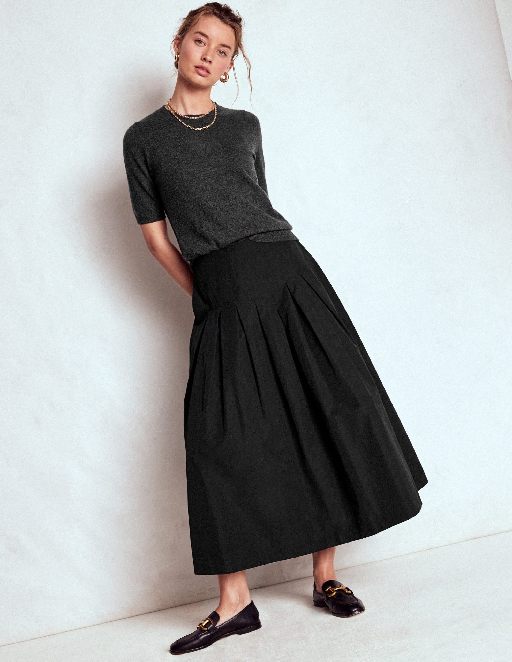 Valentina Taffeta Midi Skirt-Black - Image 6