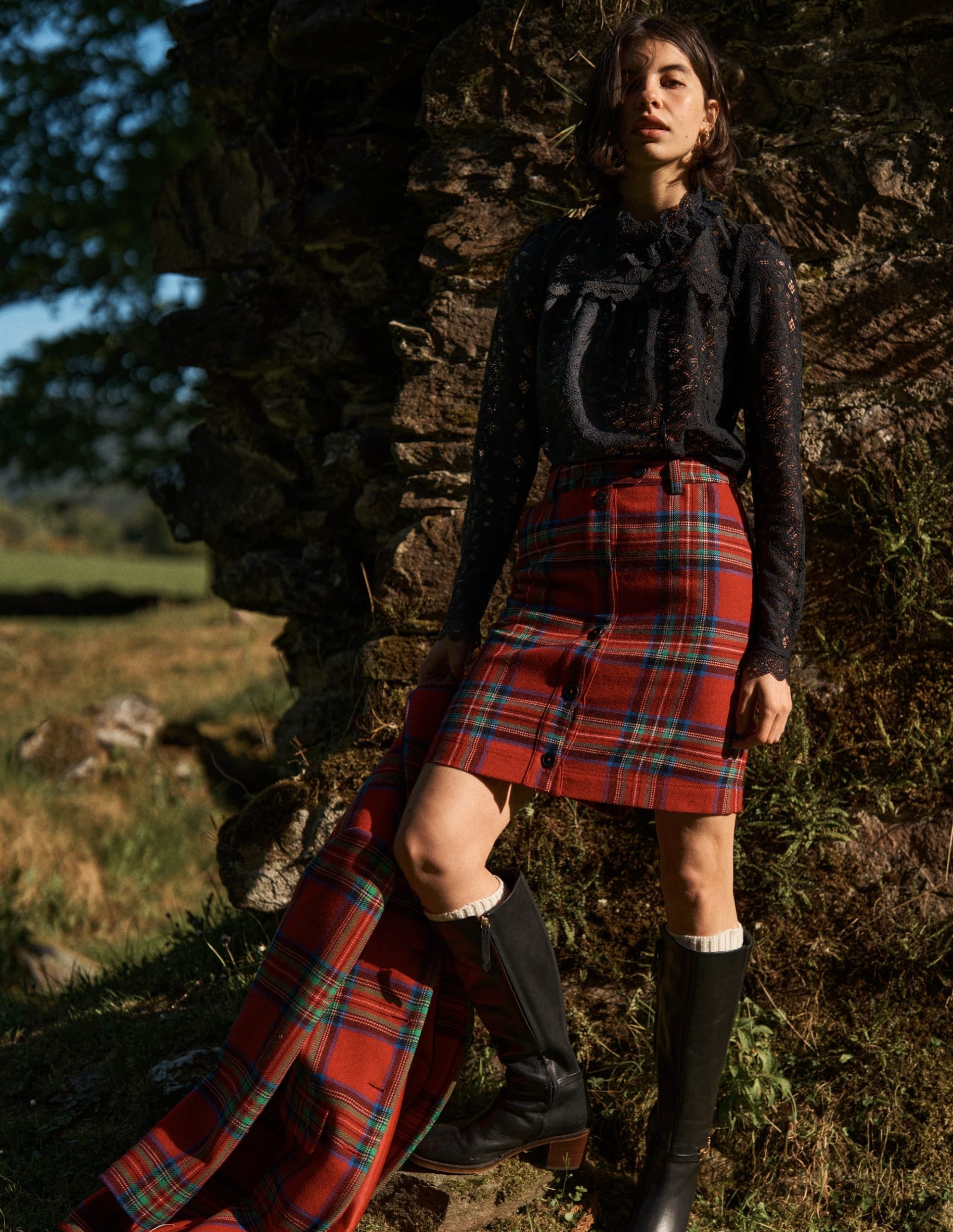 Cecelia Wool Skirt-Red. Blue and Green Check - Image 5